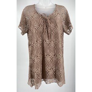 New Brittany Black Tie Front Lace Top Size Large